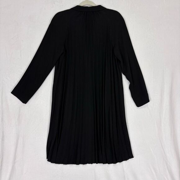 COS Black V Neck Long Pleated Back Longline Blazer Coat Women's Size 38 = 8 - Picture 7 of 10
